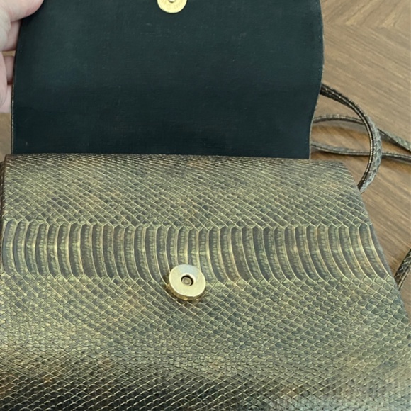 Iridescent Olive Faux Snakeskin Bag - Picture 2 of 8